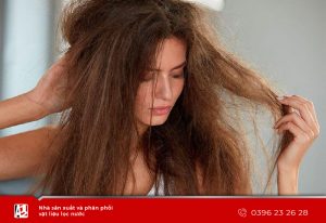 nước cứng gây sơ và khô tóc da